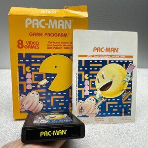 VGVUC Vintage 1981 Atari Pac-Man CX2646 Video Game, Instructions, Box, 8 Games